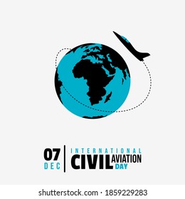 International Civil Aviation Day design with jet flying around the world vector illustration. Good template for aviation day.