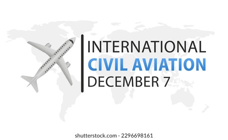 Día Internacional de la Aviación Civil, que es bueno para la celebración del Día Internacional de la Aviación Civil. diseño plano. diseño de volante. Avión blanco y globo sobre fondo blanco. Ilustración del vector