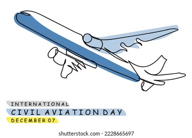 International Civil Aviation Day is to help generate and reinforce worldwide awareness of the importance of international civil aviation to the social and economic development. poster design line art.