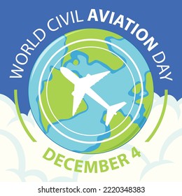 International Civil Aviation Day icon banner illustration