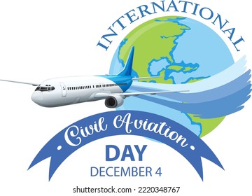 International Civil Aviation Day icon banner illustration
