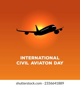 international civil aviation day template design vector illustration with a plane that is flaying suitable for social media post design to celebrate the world civil aviation day