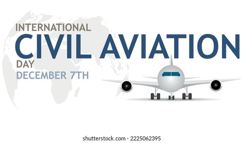 International Civil Aviation Day, White airplane and globe on white background.