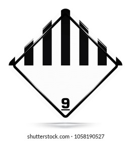 International Class 9 Miscellaneous Hazardous Symbols, Black and White Warning Dangerous icon on white background for web design, Vector, EPS10.