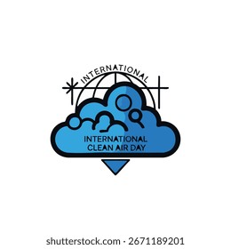 Diseño de Vector del Día Internacional del Aire Limpio con naturaleza fresca, cielo despejado y Elementos verdes, perfecto para campañas ecológicas, carteles y proyectos de conciencia ambiental