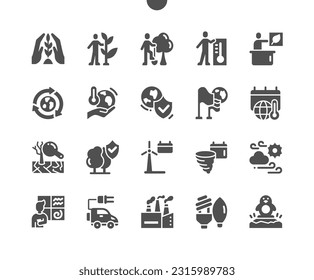 International Climate Day 15 May. Tree planting. Calendar. Plant protection. Vector Solid Icons. Simple Pictogram