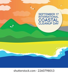 International Coastal Cleanup Day  . Design suitable for greeting card poster and banner