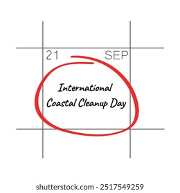 Día Internacional de Limpieza Costera, 21 de septiembre, - fecha de calendario.