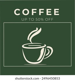 international coffee day 1 oct banner poster template design. business café element food front with green background and text and coffee mug. EPS vector illustration file. use for social media post.  