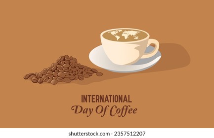 international coffee day background with a cup of coffee vector illustration