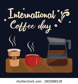 international coffee day background design vector template, coffee vector inspiration