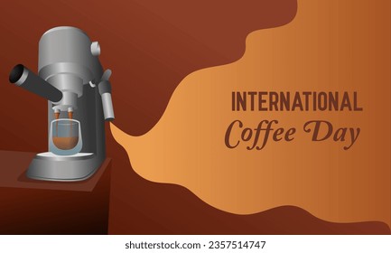 international coffee day background with coffee machine vector illustration, good design for your project 