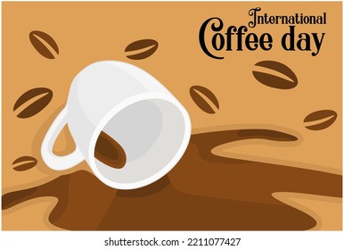 International coffee day badge graphic illustration for poster template 