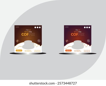 international coffee day banner design with two coffee cup that is positioned like glasses and a spoon like a lip. vector illustration