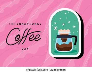 international coffee day cartel with coffee jar