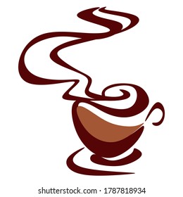 International Coffee Day. Concept of a food event.A Cup of brown coffee with splashes of coffee, on a white background.