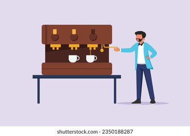 International coffee day concept. Template design with hand drawing style. Colored flat vector illustration isolated. 