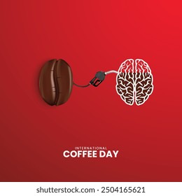 Anuncios creativos del día internacional del café, concepto del día mundial del café, Ilustración vectorial.