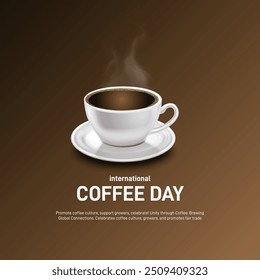 Día Internacional del Café Cartel creativo del Día Internacional del Café, Anuncio, publicación en redes sociales, fondo, Plantilla, diseño de postal, etc. 