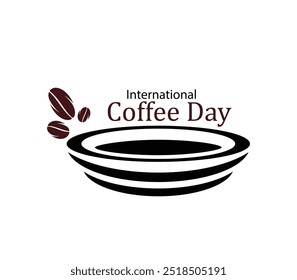 international coffee day, cup, hotel name, October 1 ,Coffee Cup Silhouette with white background. International Coffee Day background, Banner for International Coffee Day.