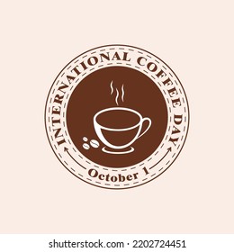 International coffee day, with coffee and cups in circles suitable for greeting card, poster and banner. Vector illustration.