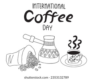 International coffee day doodle