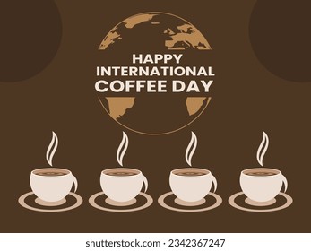 International coffee day with four coffee cup