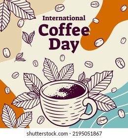 International coffee day graphic illustration. international coffee day celebration