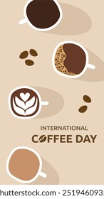 International coffee day graphic illustration. Coffee Day vector banner background, suitable for poster, background, promotional, greeting card.