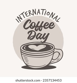 International Coffee Day Hipster Vintage Hand Drawn Sketch Style doodle Vector Illustration