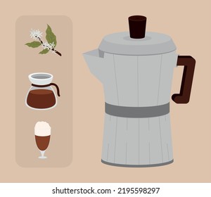 international coffee day, icons vector style