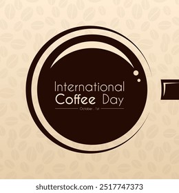 International Coffee Day. illustration of a coffee cup on a brown background