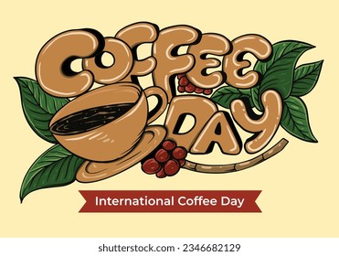 International Coffee Day Illustration Logo Vector