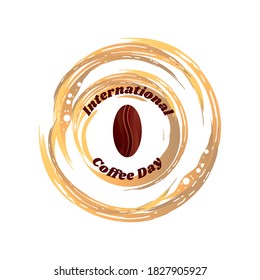international coffee day label with a coffee bean on white background vector illustration design