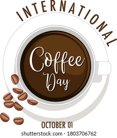 International coffee day letter banner illustration