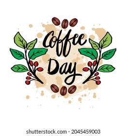 International coffee day lettering. Poster concept.