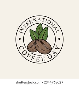 Logo del Día Internacional del Café. Ilustración vectorial del logotipo del Día Mundial del Café sobre fondo blanco.