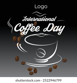 International Coffee Day.  Love Happy Coffee day celebrated on October 1st worldwide. Coffee Beans Morning Coffee