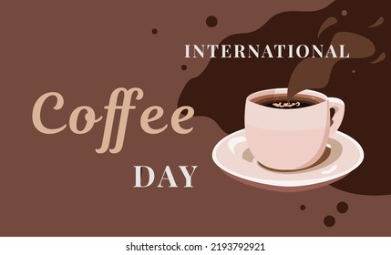International Coffee Day, coffee mug. Vector illustration.