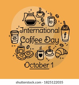 International Coffee Day, October 1, vector Illustration