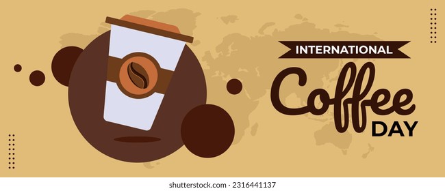 International Coffee Day on 01 October Banner Background. Horizontal Banner Template Design. Vector Illustration