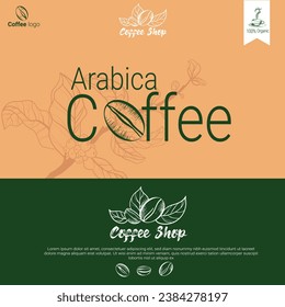 International Coffee Day with pattern leaf and beans coffee. greeting card,  social media poster, and banner. Vector brown and  green  background. space text for your name shop and tagline