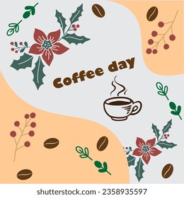 International coffee day poster design vector | premium  coffee day logo set vector |
