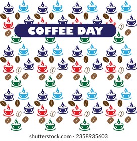 International coffee day poster design vector | premium  coffee day logo set vector |