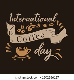 international coffee day retro background design vector template, coffee design template