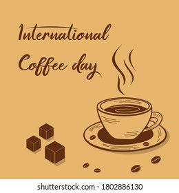 international coffee day retro background design vector template, coffee design template