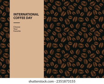 international coffee day seamless pattern cappuccino roasted october arabica aroma cafe caffeine art