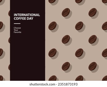 international coffee day seamless pattern cappuccino roasted october arabica aroma cafe caffeine art