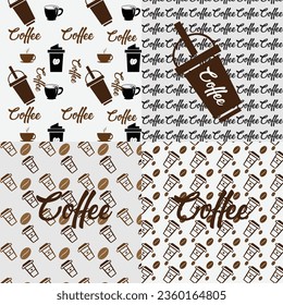 International coffee day seamless pattern Design.Four in one set.