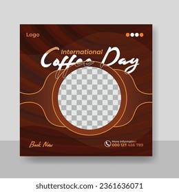 International Coffee Day Social Media Post design Template 